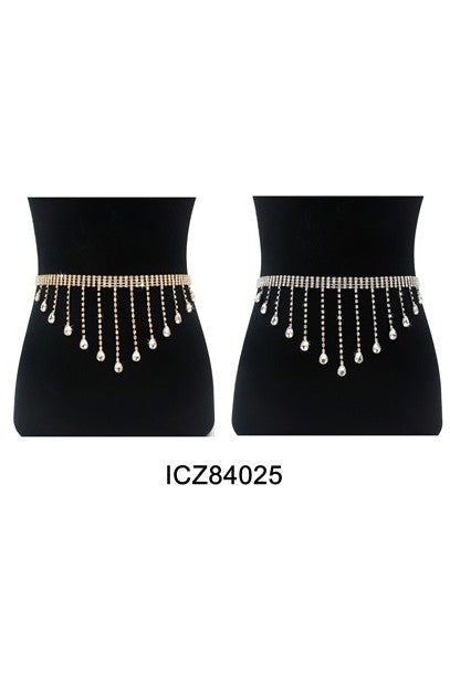 Silver Rhinestone Fringe Belt