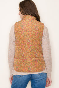 Floral Print Padding Vest