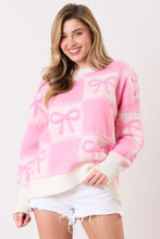 Load image into Gallery viewer, PL Square Pattern Bow Sweater