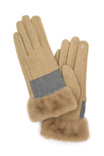 Load image into Gallery viewer, FME Two Tone Stitch Faux Fur Gloves