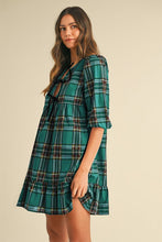 Load image into Gallery viewer, Aw Velvet Bow Plaid Babydoll Dress