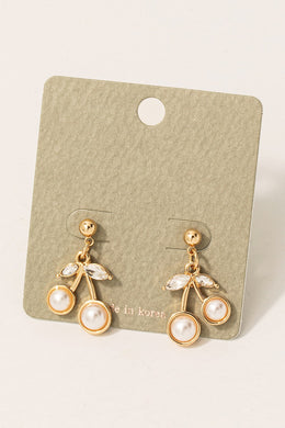 FME Pearl Cherry Dangle Studs