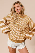 Load image into Gallery viewer, BB Stripe Balloon Sleeve Sweater