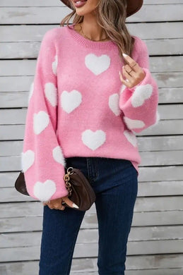 MS Pink Fuzzy Heart Sweater