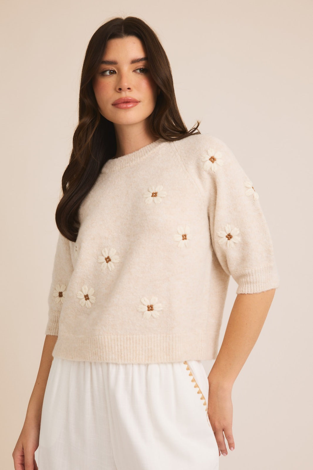 GI Embroidered Flower Sweater