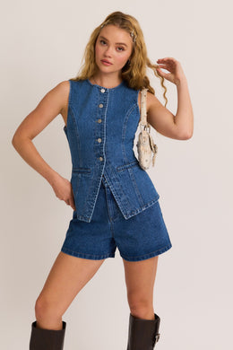 LL Denim Button Front Top