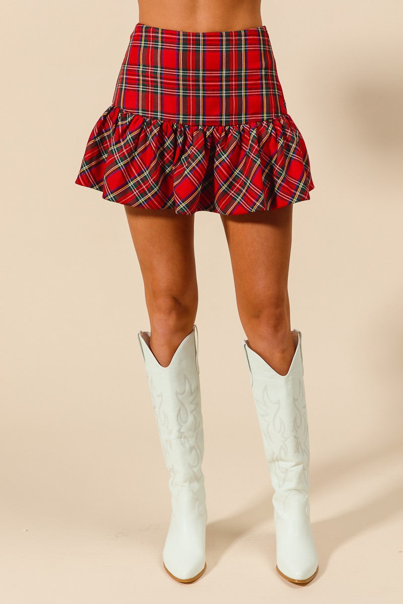 SM Red Plaid Mini Skirt