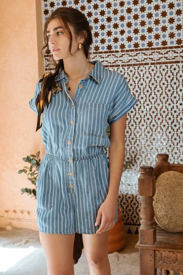 BP Stripe Denim Romper