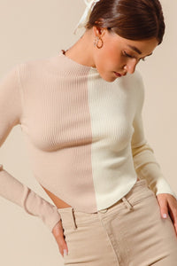 SM Colorblock Fitted Crop Sweater