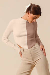 SM Colorblock Fitted Crop Sweater