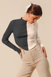 SM Colorblock Fitted Crop Sweater