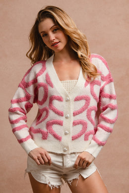 BB Textured Knit Vneck Cardigan